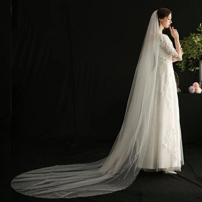 ベール 【ロングベール】結婚式 2層 コーム付き ロング ウェディングベール ウエディングベール 被りベール レース 【3m&times;1.5m】【ts130jd】