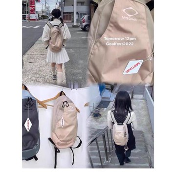 mschf韓版潮牌小眾設計菱形撞色拼接休閑百搭雙肩包