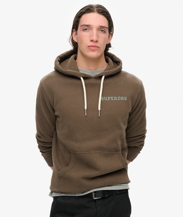 Superdry Men's Tattoo Graphic Hoodie Khaki Size: M