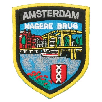 A-ONE 匯旺 荷蘭 阿姆斯特丹瘦橋 地標造型刺繡 7.5x6cm 聚酯纖維  黃色 + 黑色  1個
