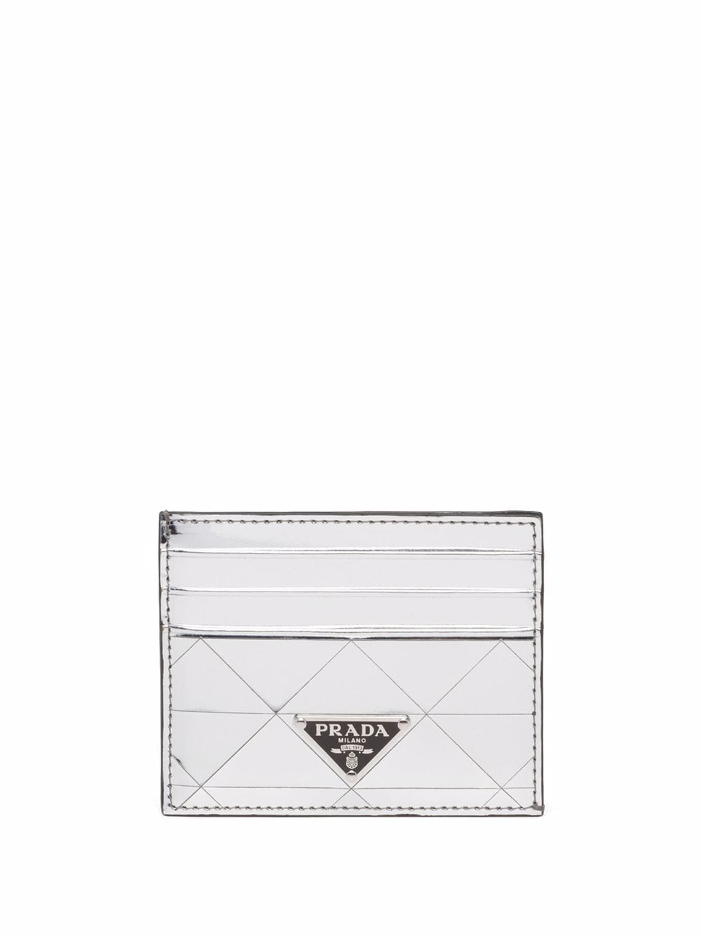 Prada - metallic leather cardholder - men - Leather - One Size - Silver