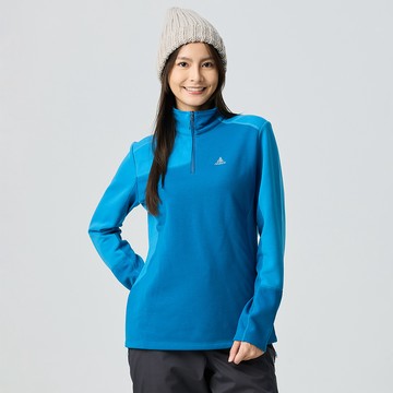 ATUNAS 女款POLARTEC THERMAL PRO刷毛保暖透氣快乾長袖拉鍊立領杉/POLO衫A1PS2524W海藍/中層衣