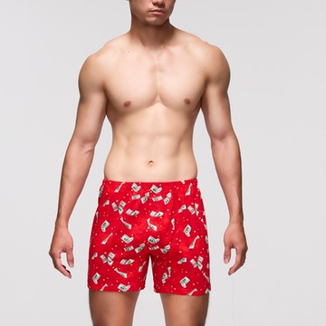 DADADO-發財致富 M-3L印花四角男內褲(紅) 天然絲光棉-吸濕排汗-GHQ409RS