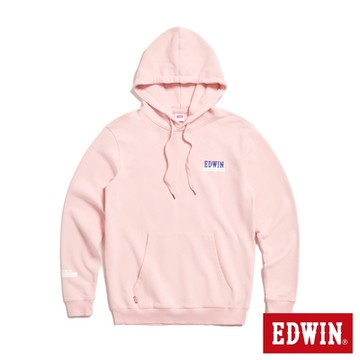 EDWIN 男裝 袖口小LOGO連帽長袖T恤-粉紅色