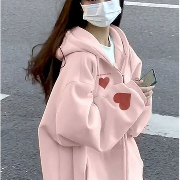 🌷台灣出貨🌷Glove 淺粉色開衫連帽 衛衣外套女 秋冬新款慵懶風 小眾設計感 寬鬆上衣 外套女 連帽外套 秋冬外套