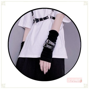 原宿lolita少女朋克針織手袖手套露指防曬袖套護腕拍照辣妹cos酷