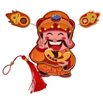 葉子小舖 立體磁吸冰箱貼 Set 3  財神爺 黃金萬兩  6.5 x 4.5 x 3.5cm