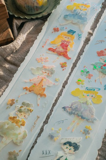 文具精靈 亮面貝殼光PET膠帶(特油加白墨含離型紙)