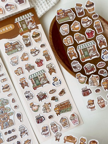 浣熊咖啡屋/烘焙樹屋雷射割型貼紙四代/手帳貼紙/共2款