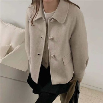 正韓毛呢外套 氣質羊毛毛呢短版大衣ATM1015-創翊韓都