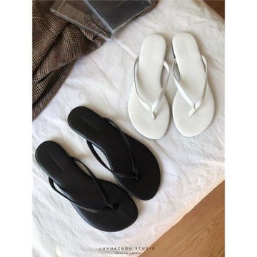 26夏季新品時尚外穿涼拖真皮簡約夾腳平底防滑度假沙灘人字拖鞋女