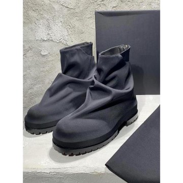 后拉鏈高幫工裝鞋復古馬丁靴褶皺萊卡厚底短靴粗跟424機車靴男女