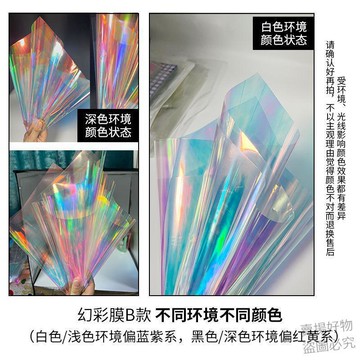 潮流好價🔥幻彩彩虹炫彩珠光鐳射透明花束七彩鮮花糖果包裝紙花店材料花藝7x4b