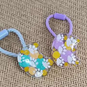 咪咪貓掌花花造型髮扣 (一對) - 熱縮片 x UV 膠