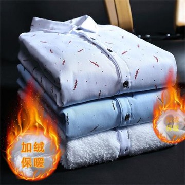 加厚加絨花襯衫男士襯衣長袖襯衫霸氣男土補衫補衣衫百搭韓版修身