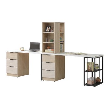 【唯熙傢俱】庫柏橡木雙色9尺書架桌