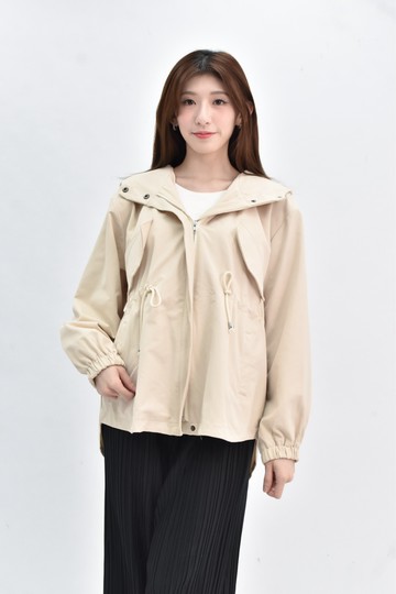 (XL) tiff 棉質連帽杏色外套