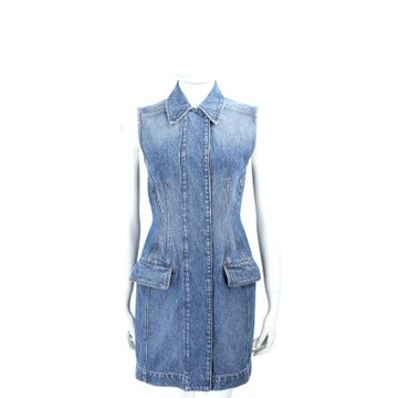 Max Mara-SPORTMAX CARABO 襯衫領修身藍色無袖牛仔洋裝 連身裙