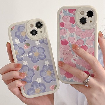 小羊皮 i14手機殼防摔 iPhone 14 13 12 i11 Pro Xs Max保護殼Xr花朵哀鳳7矽膠蘋果6小兔