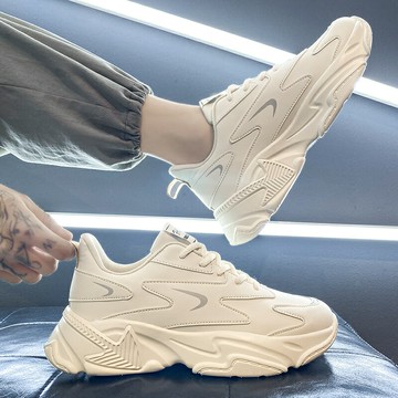 潮牌男鞋冬季加絨保暖棉鞋青少年運動休閑白鞋內增高莆田老爹潮鞋