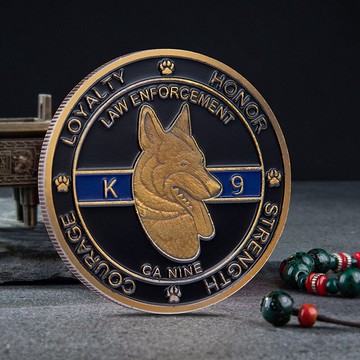 K9警犬紀念章軍犬Canine徽章金屬立體浮雕創意玩具挑戰幣硬幣