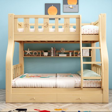 實木上下床  實木上下鋪床雙層床高低床小戶型大人多功能兒童床子母床兩層木床