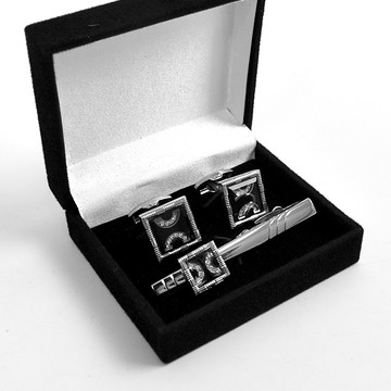 袖扣領帶夾 方形雙C字樣禮盒組【NCD43】