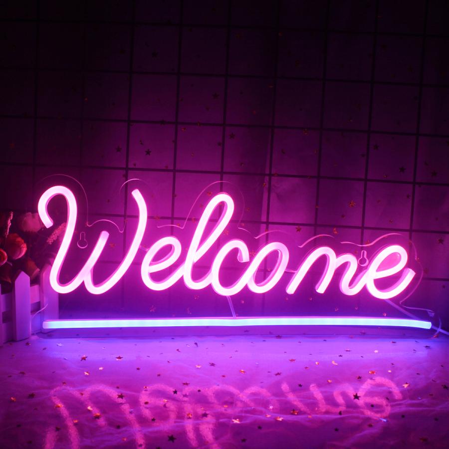 Welcome to the Jungle ネオンサイン 暖かいピンク LED ネオンライト 寝室 壁装飾 USB電源 ネオンサイン 部屋 リビング  通販