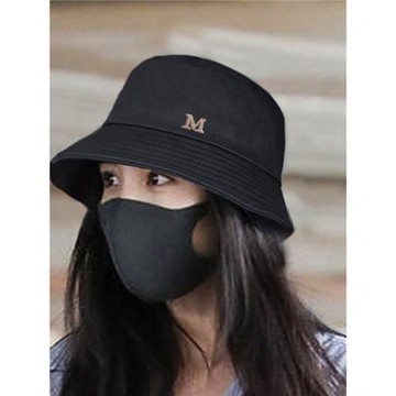 楊冪明星同款時尚M標漁夫帽女遮陽防曬遮臉太陽帽水桶帽子ins潮流