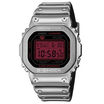 CASIO G-SHOCK 銀色未來感 金屬殼 矽膠帶 電子錶 送禮 禮物 推薦 GM-5600YRA-8