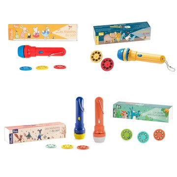 Moulin Roty - 【超值組合一次帶】故事手電筒-動物家族+叢林冒險+非洲草原+森林裡的蘋果