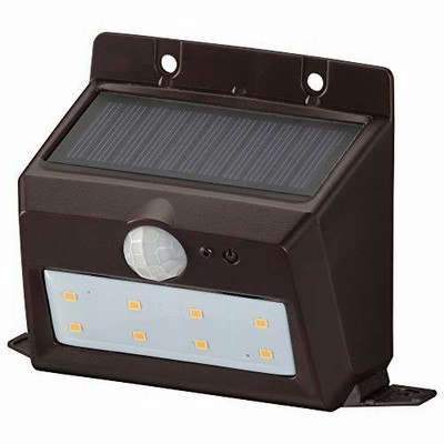 オーム電機 センサーウォールライト(200lm/ソーラー充電式/電球色LED/ブラウン) LS-S120PN4-T