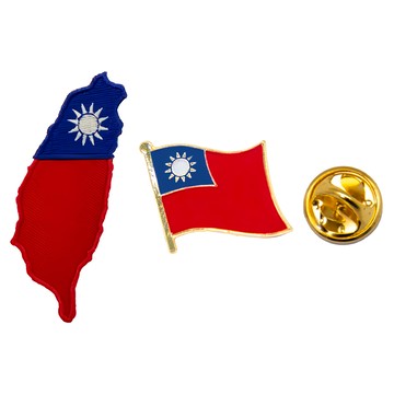 A-ONE 匯旺 國旗刺繡別針組 1.5g+2.0g 彩色 2組  台灣地形