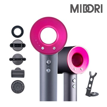 MIDORI美多莉高風速溫控負離子吹風機豪華全配組(含專用配件組+收納架)-鐵灰