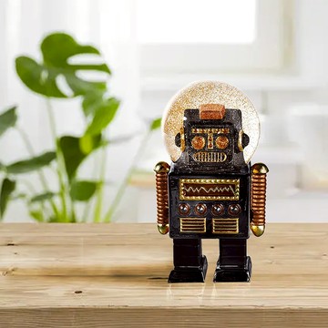 【DONKEY】機器人雪花水晶球擺飾 -黑