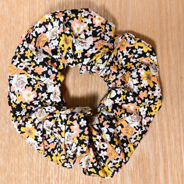 橙色碎花 大腸髮圈