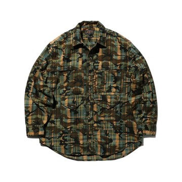 BEAMS PLUS / Adventure Shirt Work Plaid Camo Over Print