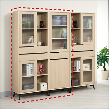 4.1尺組合書櫥(全組) / 2.3 / 1.8 / 4尺書櫃 收納櫃 長虹玻璃 展示櫃 餐櫃 廚櫃  【149B17061】Leader傢居館149-D39-1+D38