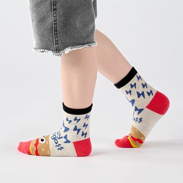 聯名Crazygogo_CRAZYBABY 中筒童襪 - 淺灰(1y-9y)