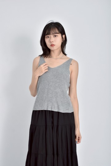 加購優惠(S) pazzo質感針織無袖V領灰色上衣