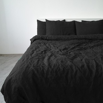 黑色麻被套 / 柔軟麻/ 被套 / 被套