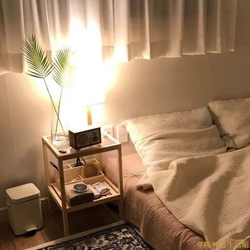 原木玻璃茶幾+免運ins北歐實木床頭櫃簡易沙發邊幾床邊小桌子少女心網紅款簡約茶幾
