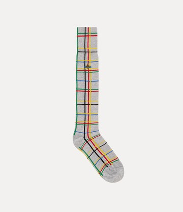 Vivienne Westwood Abstract Check High Sock Abstract Check Grey 6-8 Unisex