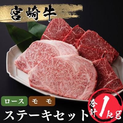 ふるさと納税 門川町 宮崎牛ステーキセット(合計1kg)ロース(2枚・500g)モモ(5枚・500g)(門川町)