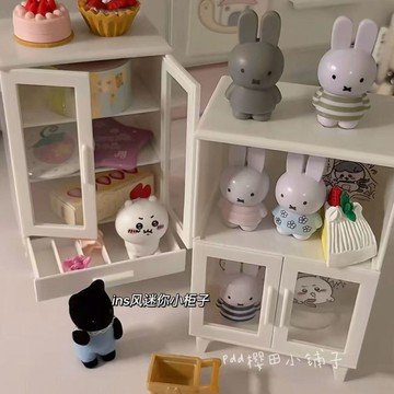 臺灣/現✨收納盒 桌面收納盒【新款】迷你小公仔收納櫃開門式盲盒展示手辦展示櫃擺件收納多層