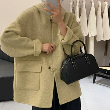 【巴黎精品】現貨+預購 羊毛大衣毛呢外套-保暖學院風連帽休閒顯瘦可愛女外套4色a1ik19
