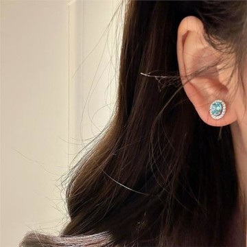 摩登圣飾S925純銀滿鉆微笑臉耳釘女時尚輕奢耳飾小眾設計女友禮物