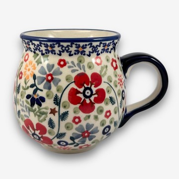 波蘭手繪手工陶-胖胖杯 350ml 碎花裙系列