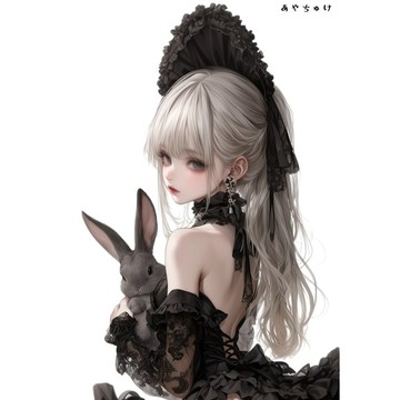 【3 月新款 2】07-095-0260 人物貼紙 貓咪與少女蕾絲
