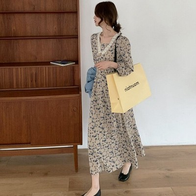 ワンピース レディース きれいめ ロングワンピース 40代 50代 花柄ワンピース 長袖 ワンピ 着痩せ 秋服 通販 Lineポイント最大get Lineショッピング